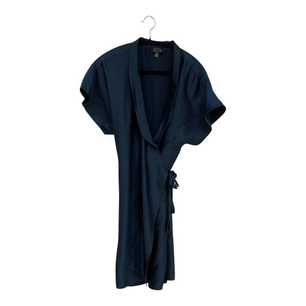 AYR 'The Bleu Fir' Satin Wrap Mini Dress - Navy Blue